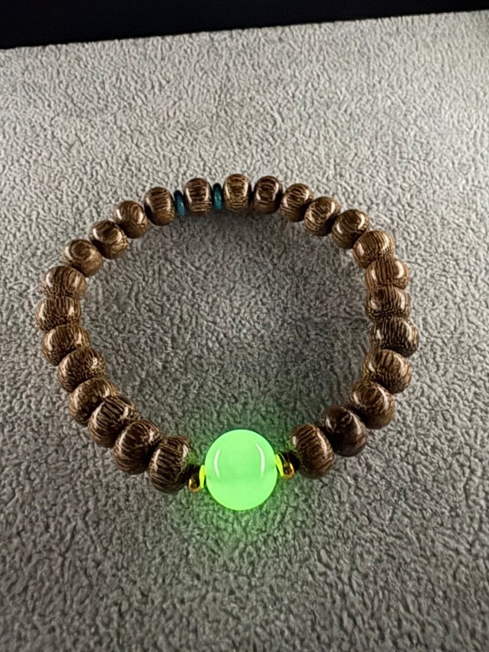 Natural Agarwood/ChenXiang 9mm Abacus Bead Bracelet 220mm w Luminous Night Bead